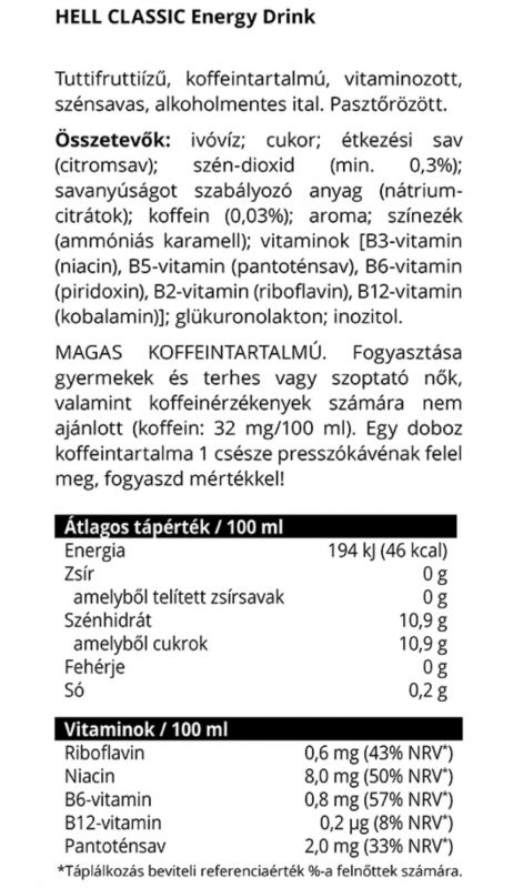 HELL Classic Energiaital (250ml)