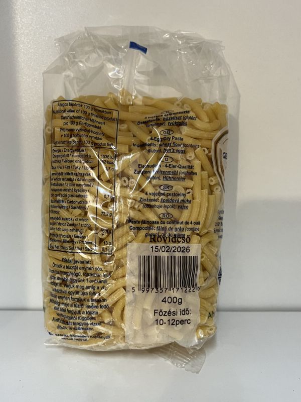 Rövid cső (400g) Gergely tészta